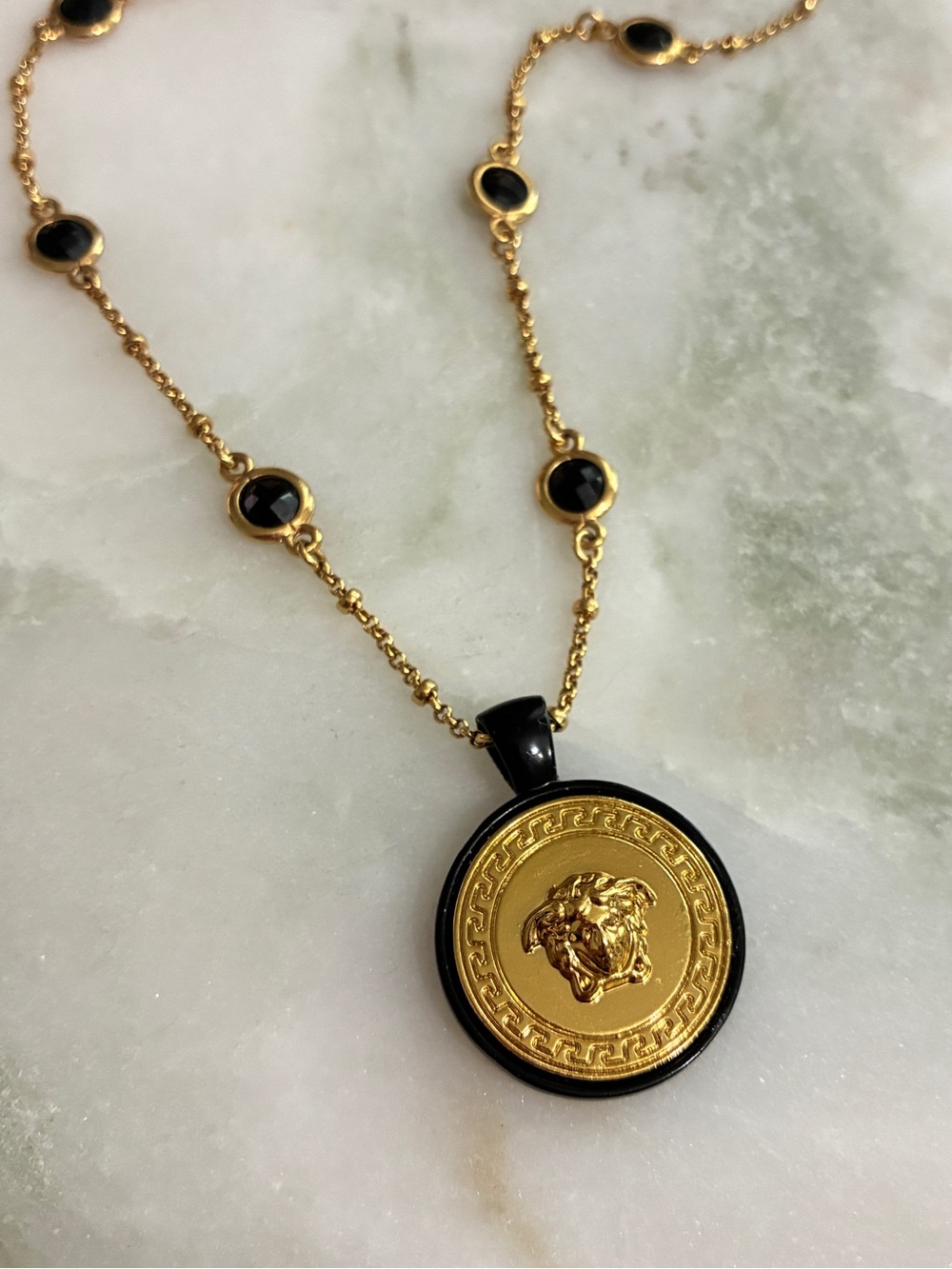 Versace Medusa Button Charm Necklace Upcycled - Picture 6 of 8